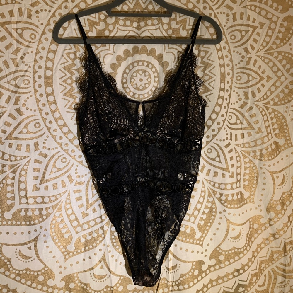 Victoria's Secret Black Lace Floral Lingerie